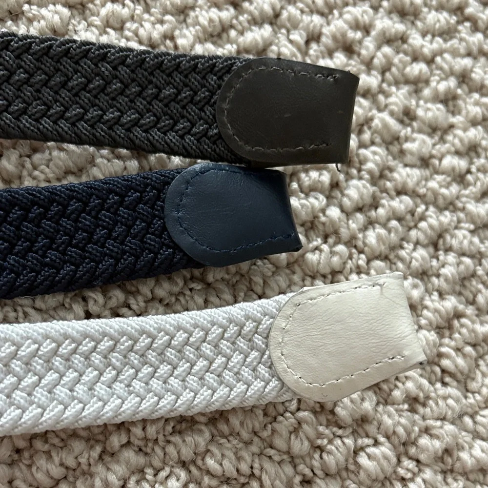 Kids’ Classic Woven Belt Set - Black, Navy, and White
